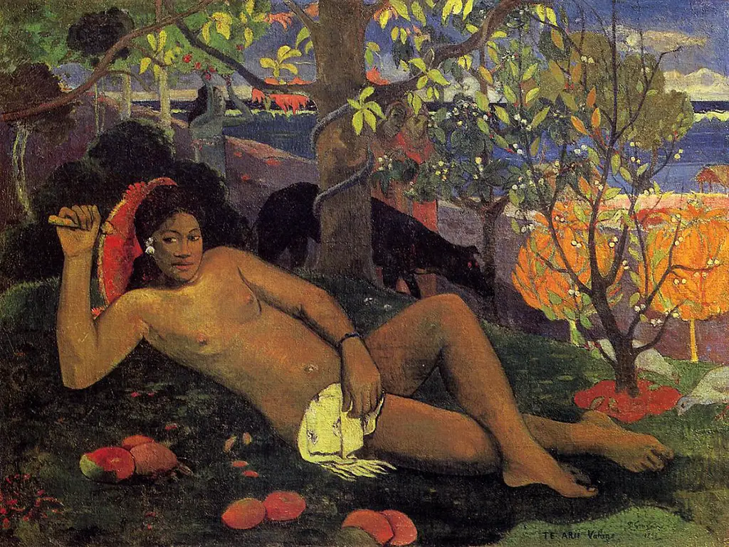 Te Arii Vahine (The King's Wife) in Detail Paul Gauguin